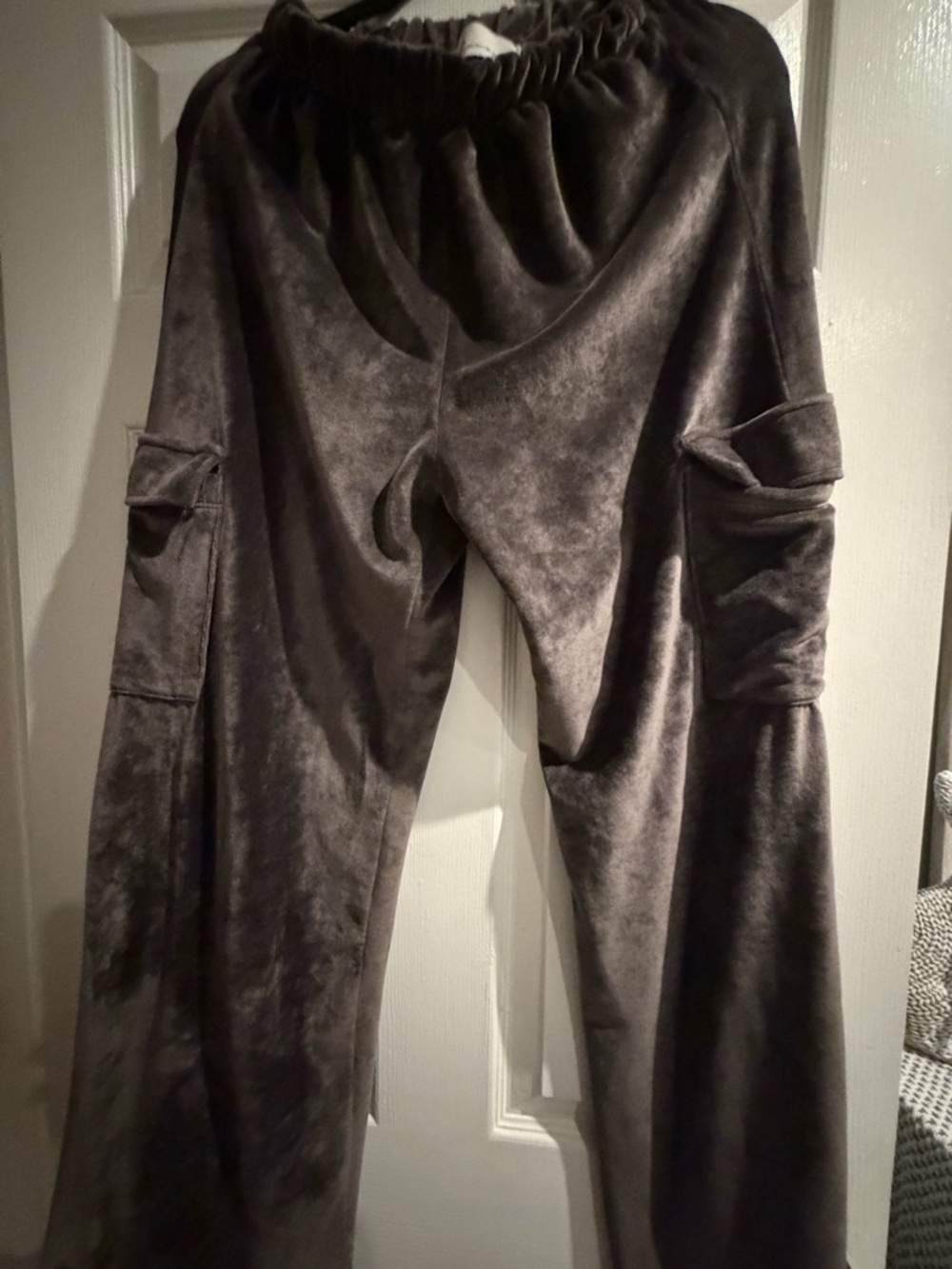 Vintage Havana Charcoal Velvet Cargo Joggers